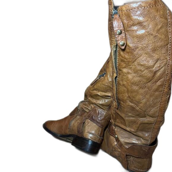 Sam Edelman Presley Riding Textured Wrinkled Leather Western Boot Size 8 - Picture 2 of 10